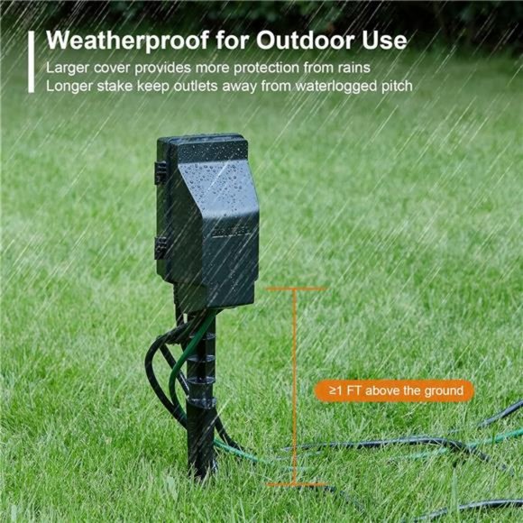Outdoor Power Stake Timer,  Light Timer, Electrical Power Strip Weatherproof - Picture 3 of 6